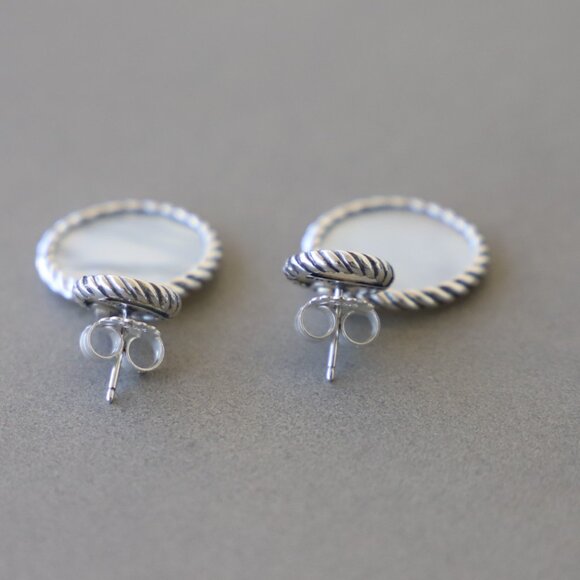 David Yurman Elements Double Drop Earrings Mother of Pearl with Diamonds - Picture 6 of 7